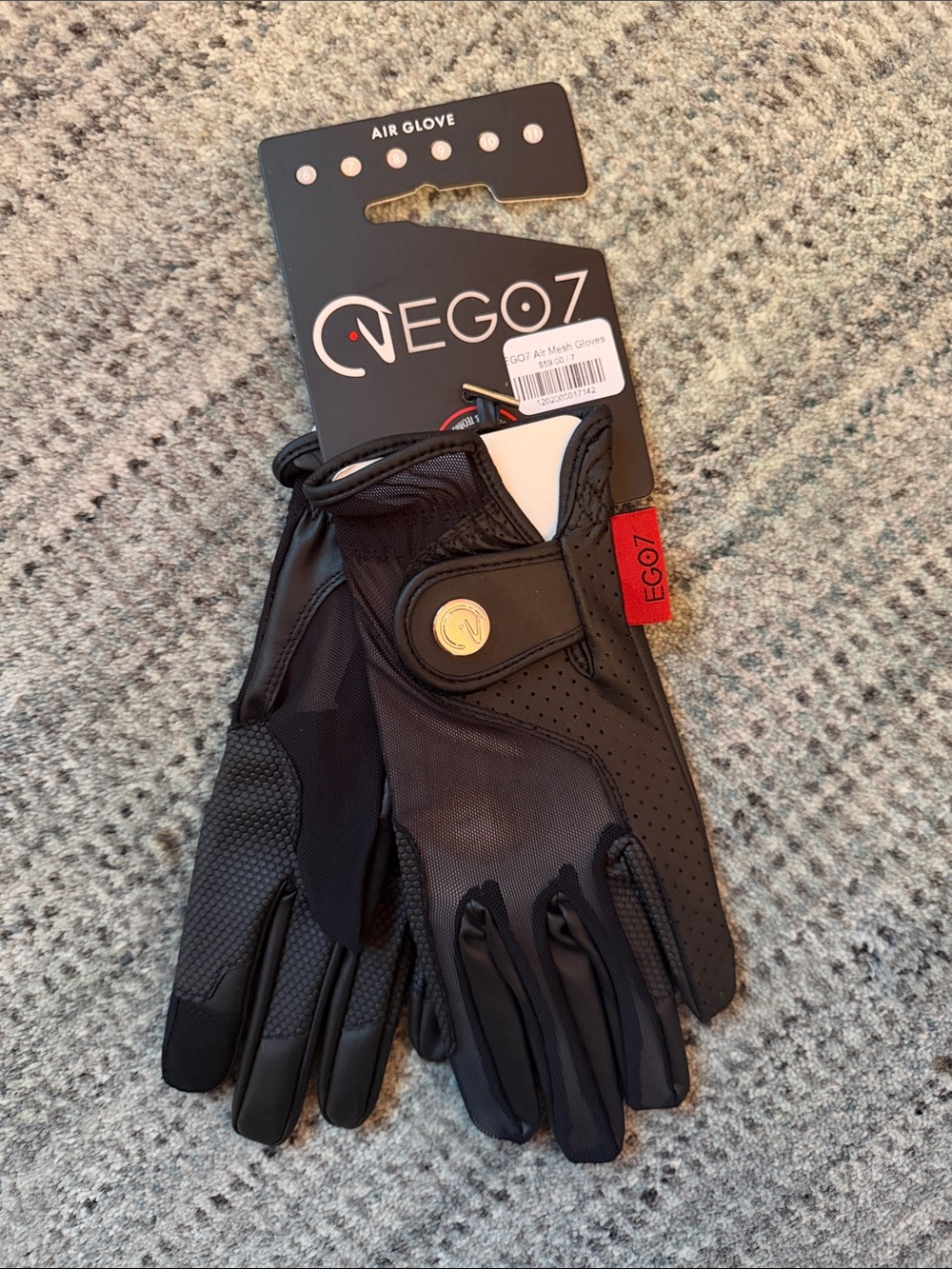 EGO7 Black Womans Air Riding Gloves with breathable mesh Size 7